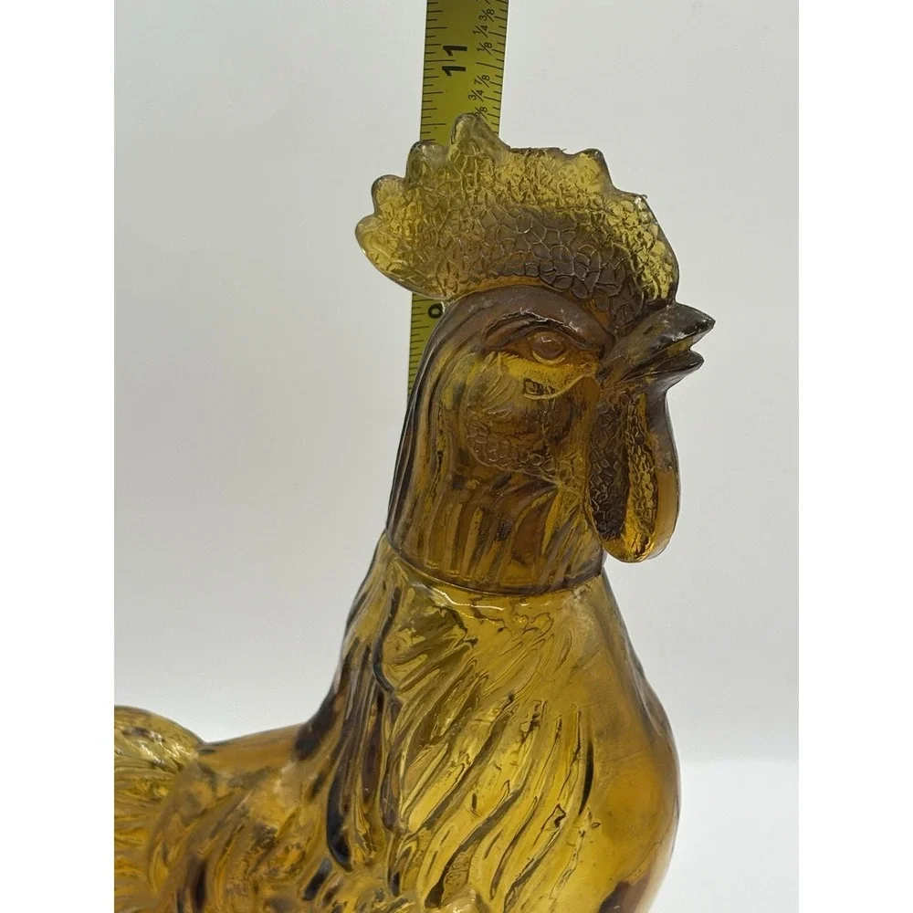 Vintage 1973 Amber Brown Glass Crowing Rooster Decanter Jeffrey Snyder Farmhouse